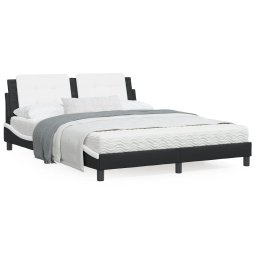 Cadru de pat cu tablie, negru/alb, 160x200 cm, piele ecologica GartenMobel Dekor