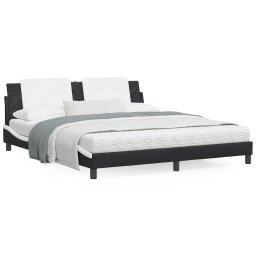 Cadru de pat cu tablie negru si alb 180x200cm piele artificiala GartenMobel Dekor