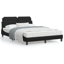 Pat cu saltea, negru, 140x200 cm, piele ecologica GartenMobel Dekor