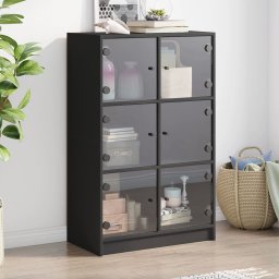 Dulapuri înalte cu usi, negru, 68x37x109 cm, lemn prelucrat GartenMobel Dekor