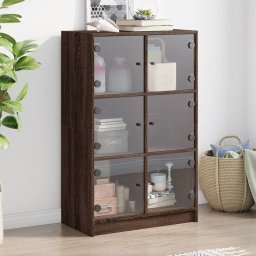 Dulapuri înalte cu usi stejar maro 68x37x109 cm, lemn prelucrat GartenMobel Dekor