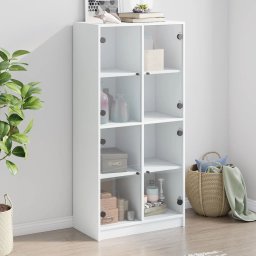 Dulapuri înalte cu usi, alb, 68x37x142 cm, lemn prelucrat GartenMobel Dekor