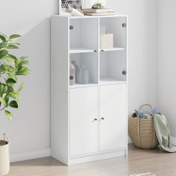 Dulapuri înalte cu usi, alb, 68x37x142 cm, lemn prelucrat GartenMobel Dekor