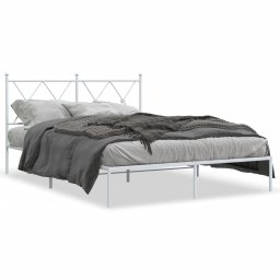 Cadru de pat metalic cu tablie, alb, 135x190 cm GartenMobel Dekor