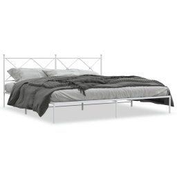Cadru de pat metalic cu tablie, alb, 193x203 cm GartenMobel Dekor