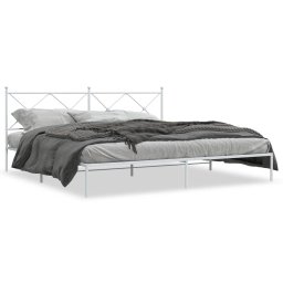 Cadru de pat metalic cu tablie, alb, 200x200 cm GartenMobel Dekor
