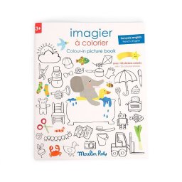 Carte de desen cu abtibilduri Engleza-Franceza, Moulin Roty