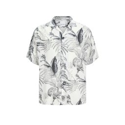 JACK & JONES Cămaşă Jjguru Monochrome Aop Resort Shirt Ss 12249210 11-4201 TCX cloud dancer