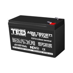 Acumulator AGM VRLA 12V 7,1Ah pentru UPS și sisteme de supraveghere, terminal F2, TED Battery Expert Holland TED003225