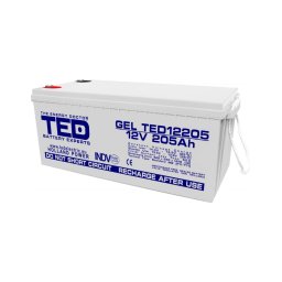 Acumulator GEL Deep Cycle 12V 205Ah VRLA, terminal M8, 525x243x220mm, TED Battery Expert Holland TED003522
