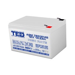Acumulator AGM VRLA 12V 14,5Ah High Rate, terminal F2, TED Battery Expert Holland TED002792