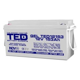 Acumulator GEL Deep Cycle 12V 153Ah VRLA, terminal M8, 483x170x240mm, TED Battery Expert Holland TED003515