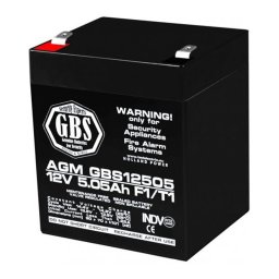 Acumulator AGM VRLA 12V 5,05Ah pentru sisteme de securitate, terminal F1, GBS
