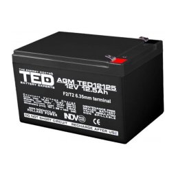 Acumulator AGM VRLA 12V 12,5Ah TED Battery Expert Holland, terminal F2, 151x98x95mm, TED002754