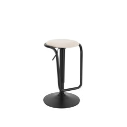 Scaun de bar ivoire / negru din metal si catifea, ø 41 x H 61-83, Destiny Mauro Ferreti