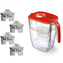 Cana filtranta de apa Laica BIG Milano Rosu, 3.7L, + 4 cartuse filtrante