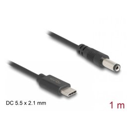 Cablu de alimentare USB type C la DC 5.5 x 2.1mm T-T 1m, Delock 85397