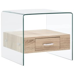 Masuta de cafea cu sertar, 50x50x45 cm, sticla securizata GartenMobel Dekor