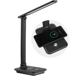 Lampă de birou LED Maclean, max. 9W, 220-240V AC, culoare schimbabilă, reglabil, încărcător direct, 450lm, MCE616 B