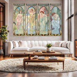 Tablou Canvas Anotimpurile, Alphonse Mucha TRM4 (Dimensiune LxH: 90x60cm)
