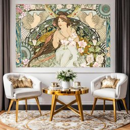 Tablou Canvas Ilustratie Florala, Alphonse Mucha TRM6 (Dimensiune LxH: 60x40cm)