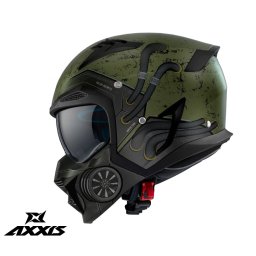 Casca Axxis model Hunter SV Toxic C6 verde mat mat (ochelari soare integrati) - masca (protectie) barbie si cozoroc detasabile