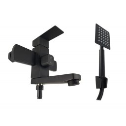 Baterie cada MIXXUS KUB-009 (EURO) BLACK din otel inoxidabil, Monocomanda, Furtun dus 150cm