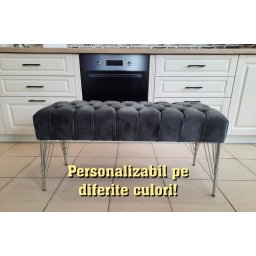 BANCA TASTY 1 TAPITATA CU PICIOARE CROMATE DIN METAL