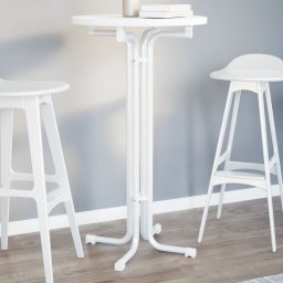 Masa de bucatarie, alb, Ø60x110 cm, lemn prelucrat si otel GartenMobel Dekor