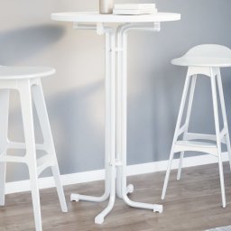 Masa de bucatarie, alb, Ø70x110 cm, lemn prelucrat si otel GartenMobel Dekor