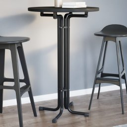 Masa de bucatarie, negru, Ø70x110 cm, lemn prelucrat si otel GartenMobel Dekor