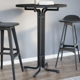 Masa de bucatarie, negru, Ø70x110 cm, lemn prelucrat si otel GartenMobel Dekor