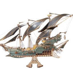 Puzzle 3D, Corabia pirat Aventurile maritime ale lui Sparrow, verde, HC, lemn, 518 piese