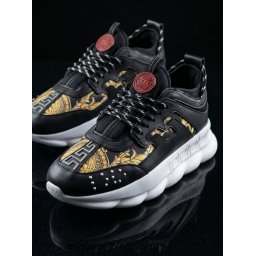 Sneakers din piele ecologica - CHAIN Negru si Auriu