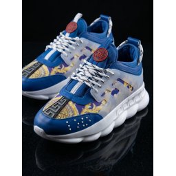 Sneakers din piele ecologica - CHAIN / Albastru-Auriu