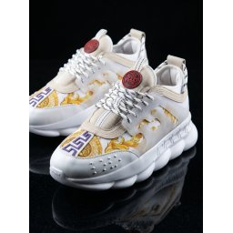 Sneakers din piele ecologica - CHAIN Gold & White