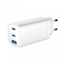 Incarcator priza 2 x USB type C 3.25A PD + 1 x USB-A 65W GaN Alb, Gembird TA-UC-PDQC65-01-W