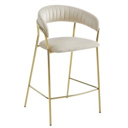 Scaun de bucatarie/bar, Artool, Badia, catifea bej, picioare metal auriu, 46x45x94 cm