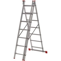 Scara aluminiu, Metalkas, 3 tronsoane, 7 trepte, max 150 kg, 1.9-3.47 m