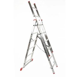 Scara aluminiu, Metalkas, 3 tronsoane, 6 trepte, max 150 kg, 1.6-2.69 m