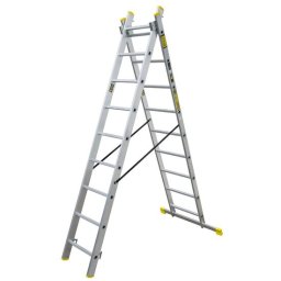 Scara aluminiu, Metalkas, 2 tronsoane, 9 trepte, max 150 kg, 2.4-3.7 m