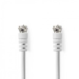 Cablu antena coaxial mufa F 75 Ohm T-T 5m Alb, Nedis CSGL41000WT50