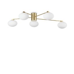 Plafonieră Hermes 288277, D:90 cm, 5xG9, metal alamă, sticlă albă