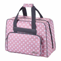 Geanta pentru depozitarea si transportul masinilor de cusut, dimensiuni 45x31x20cm, polka dots Phoenix roz