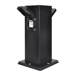 Solight PG11B - Stâlp exterior cu 2 prize 230V IP44 negru, dreptunghiular