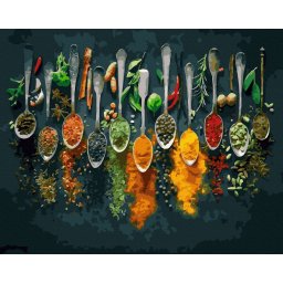 Set pictura pe numere, cu sasiu, O viata condimentata, 40x50 cm