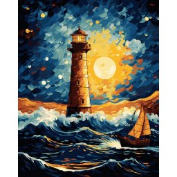 Set pictura pe numere, cu sasiu, Far, 40x50 cm