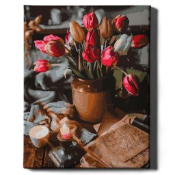 Set pictura pe numere, cu sasiu, Buchet de lalele, 40x50 cm