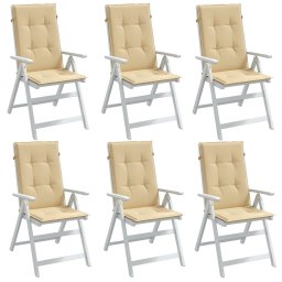Perne scaun cu spatar înalt 6 buc. melanj bej 120x50x4cm textil GartenMobel Dekor
