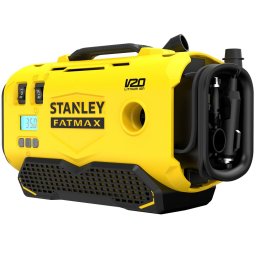 Compresor auto portabil Stanley FatMax SFMCE520B-QW, 11bar/160PSI, alimentare 230V sau 12V DC adaptor bricheta sau acumulator V20 18V, display LED, functie setare presiune automata